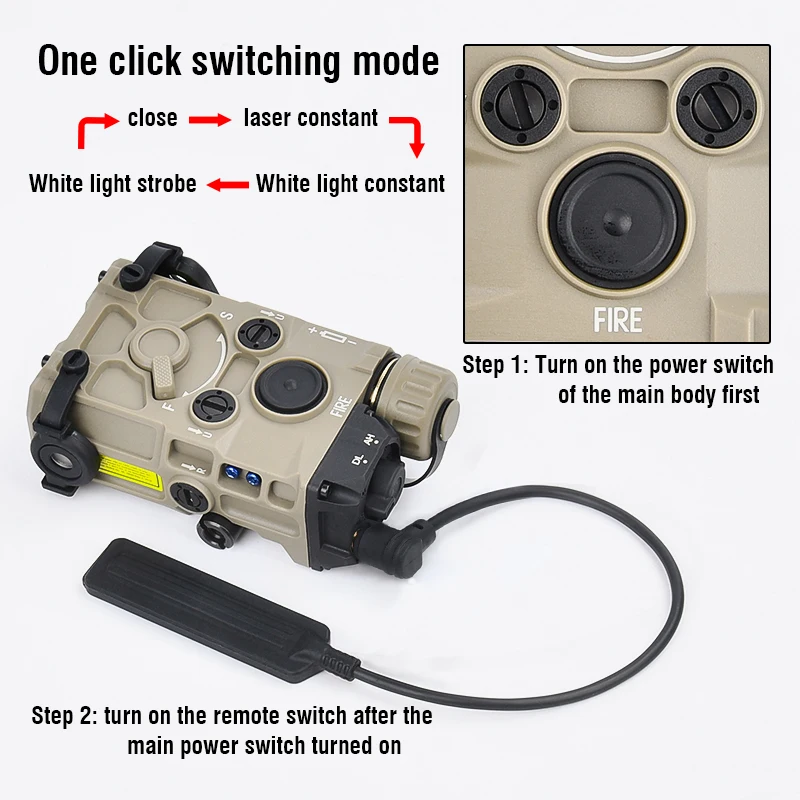 OGL Linterna táctica para arma - punto rojo, láser verde y azul, LED - imagen 2