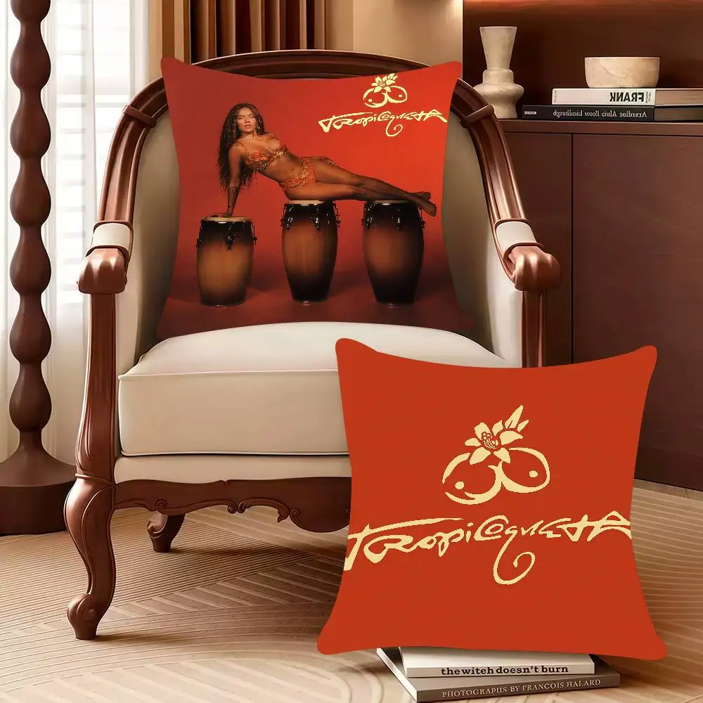 

K-Karol G Tropicoqueta Singer Pillow Case Decor Protective Covers Comfortable Soft For Sofa Living Room Home Office