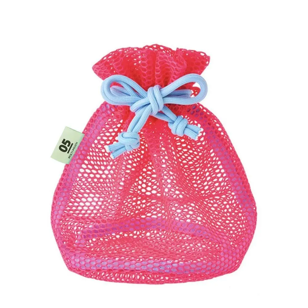 Ultra Light Mesh Drawstring Bag Hollowed Out Reusable Makeup Storage Bag Space Saving Visibility Travel Toiletry Bag Girls