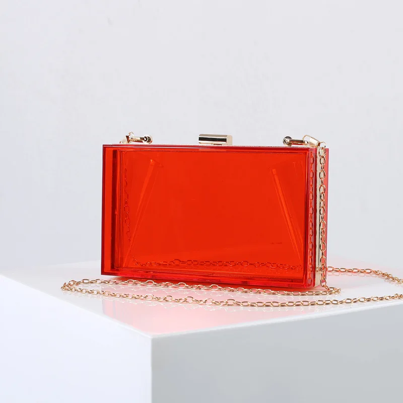 New Acrylic Transparent Women Clutch Bag Chain Luxury Brand Women Messenger Bag Evening Bags Handbag Chain Shoulder Bag