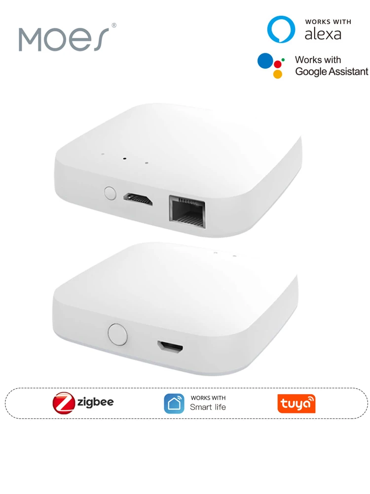 MOES Tuya ZigBee3.0 Smart Hub, draadloze/bekabelde gatewaybrug SmartLife-app-afstandsbediening Werkt met Alexa Google Home Assistant - afbeelding 2