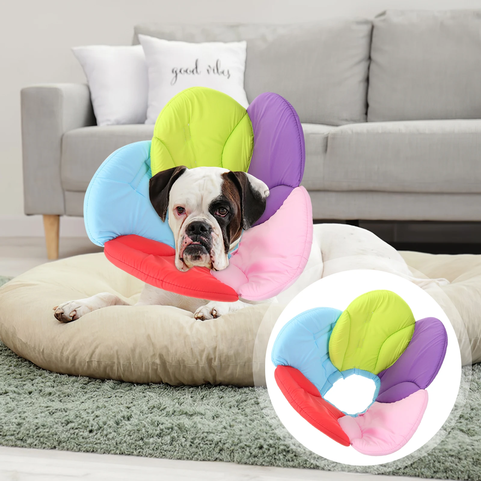

Flower Shaped Pet Protective Collar Lightweight Dog Elizabethan Collar Post Surgery Anti Lick Neck Circle For Cats Dogs Size L