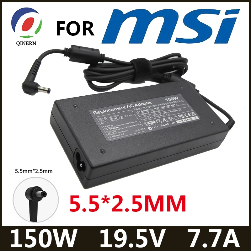 Zasilacz do laptopa 19,5 V 7,7 A Zasilacz 150 W do MSI GS60 GS70 GE62 GS40 GS63 GL62 MS-16H7 MS16H Ładowarka Ghost Pro606 ADP-150VB B