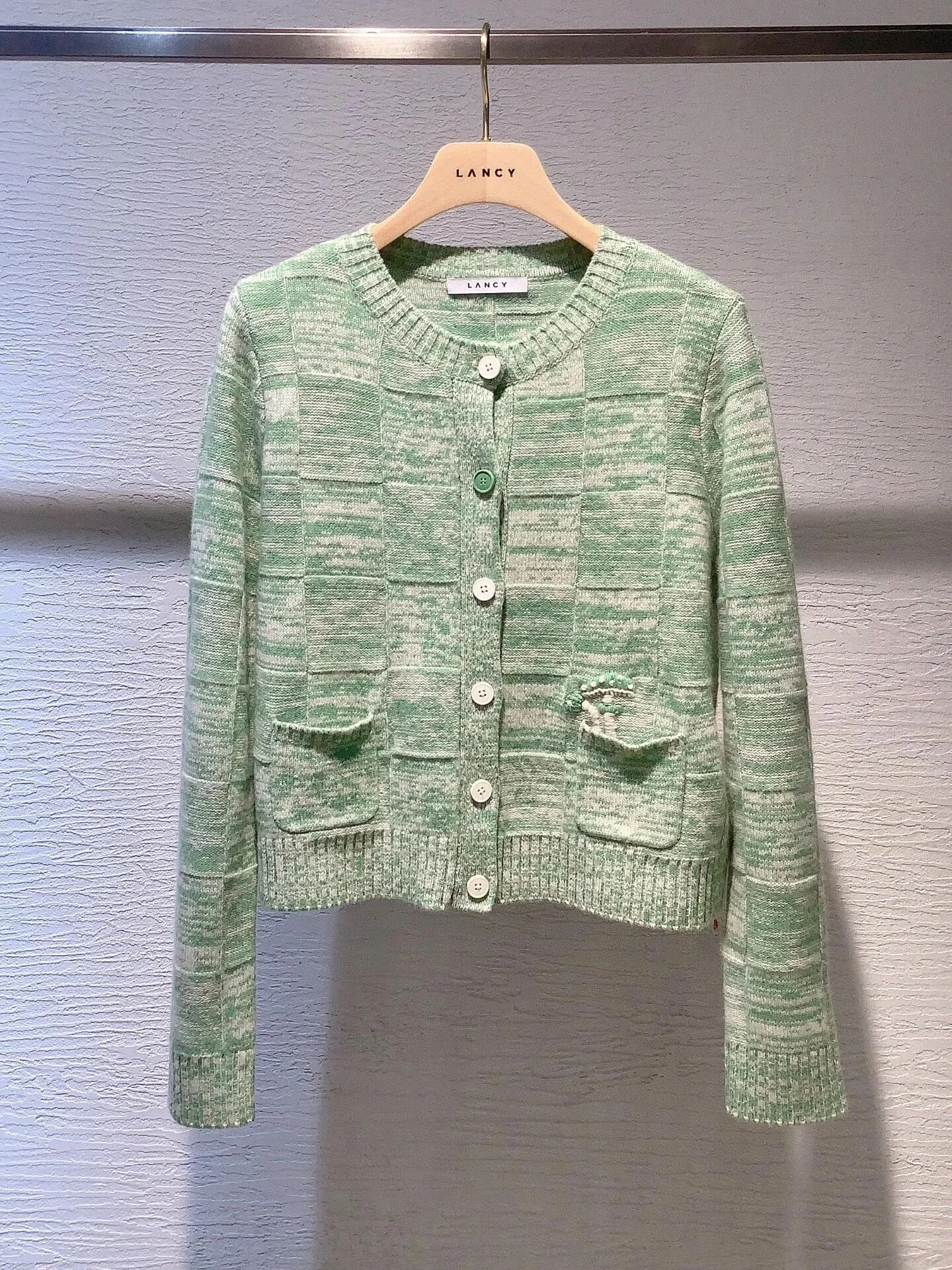 

Вязаный кардиган-пальто Ele een Round Ne для женщин, весна 2026, класса люкс, модная верхняя одежда