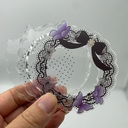 Butterfly Lace Badge Holder Acrylic Storage Badge Protector Holds 58mm Badge