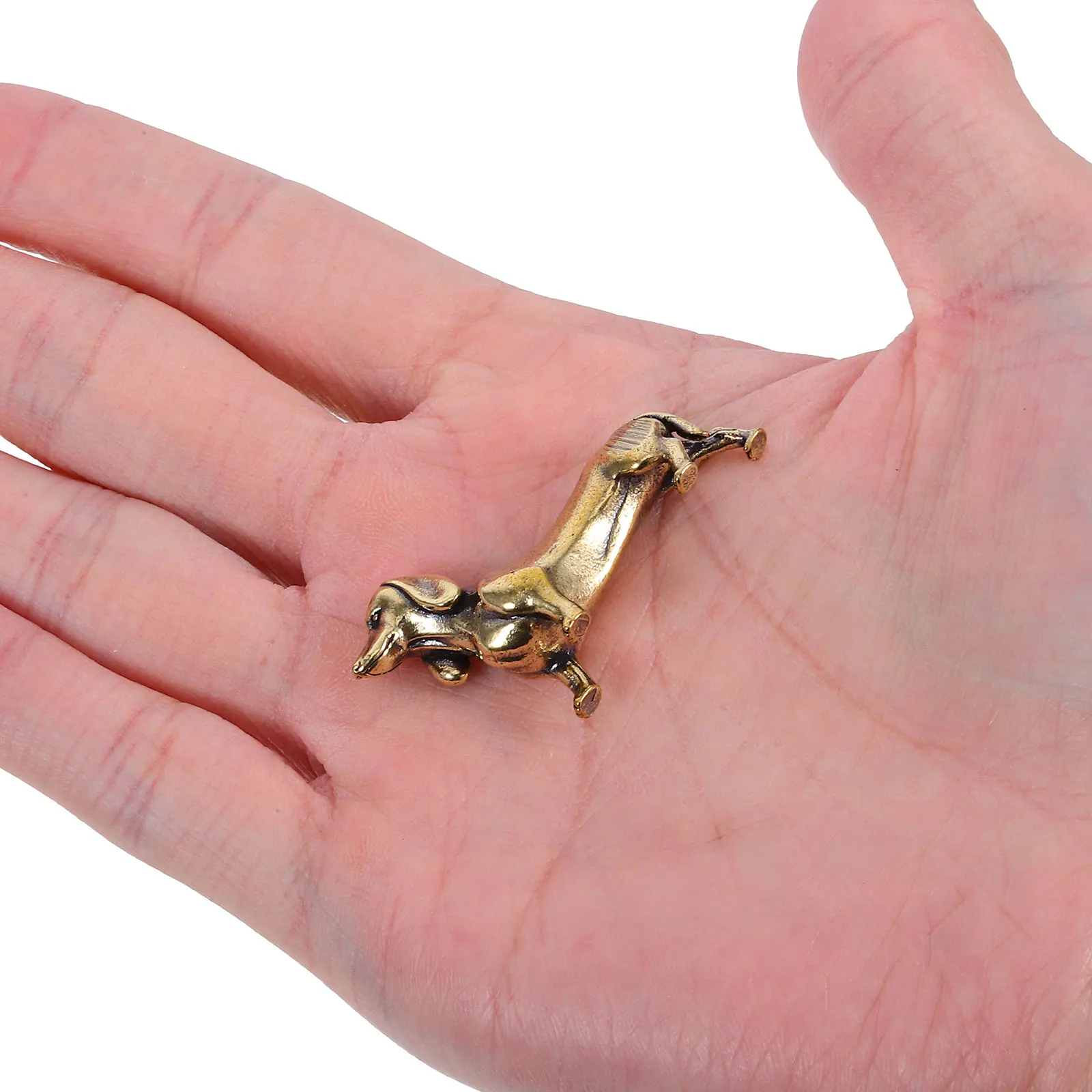 

Miniature Brass Dachshund Statue Mini Dachshund Figurine for Office Bookshelf Antique ornament Animal Statue cute puppy decorate