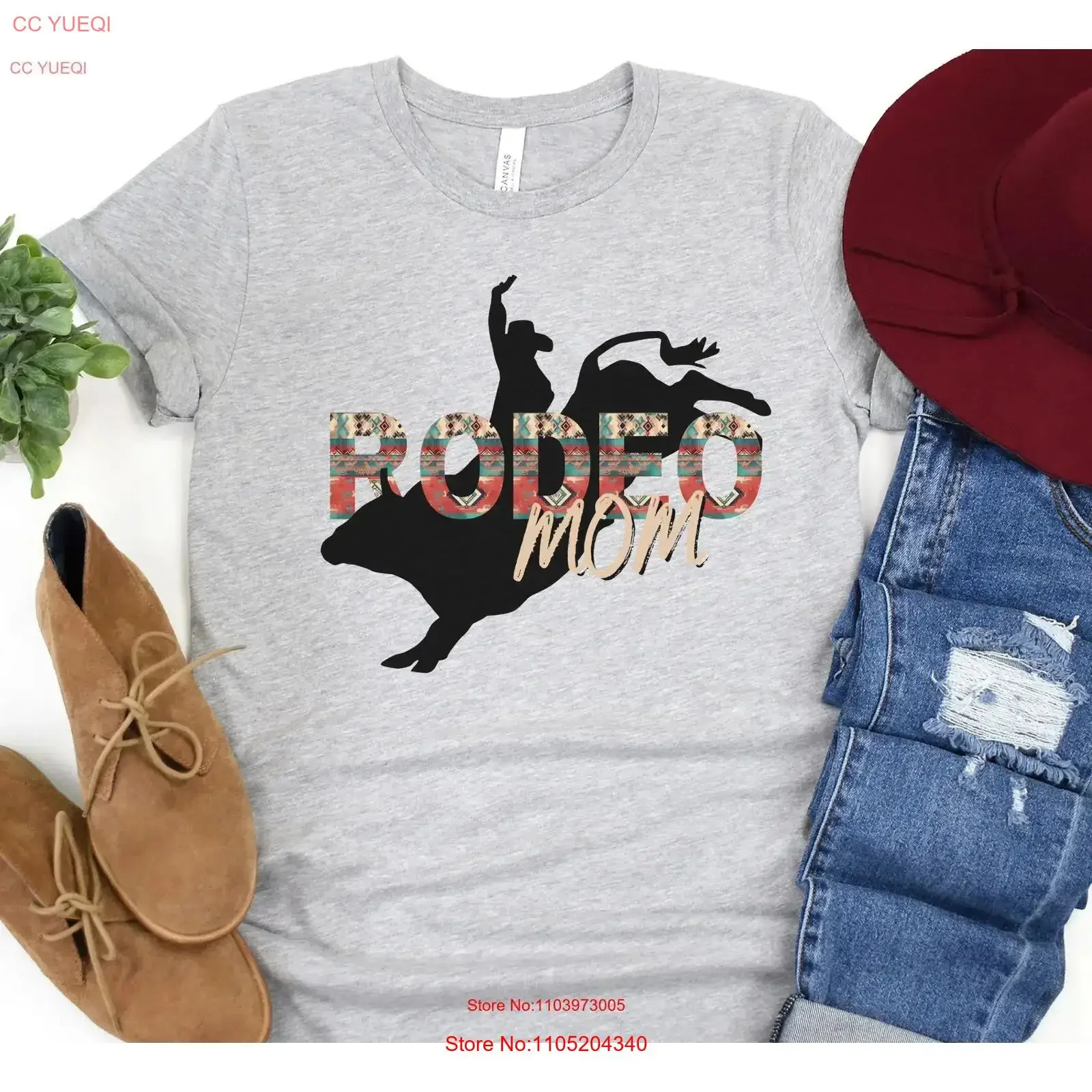 تي شيرت Bull Riding Mom تي شيرت Rough Stock Rodeo Roughy Mama عتيق مغسول قليلاً للجنسين برسومات عصرية كاجوال #1