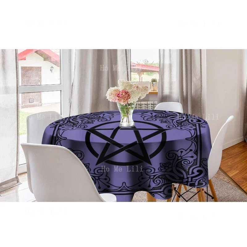 Purple Gorgeous Magic Color Geometric Figure Star Altar Pentagram Star Simple Tarot Card Round Tablecloth Decorated The Kitchen