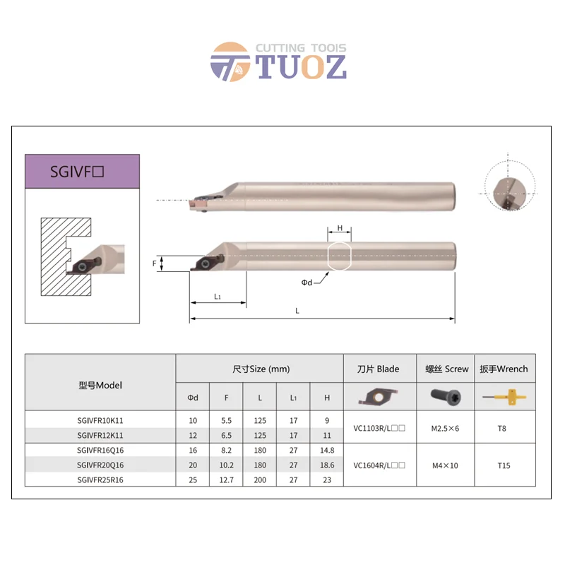 SGIVFR10K11 SGIVFL10K11 herramienta de ranurado interno, SGIVFR SGIVFL 12K11 16Q16 20Q16 25R16, barra de corte de torno, soporte