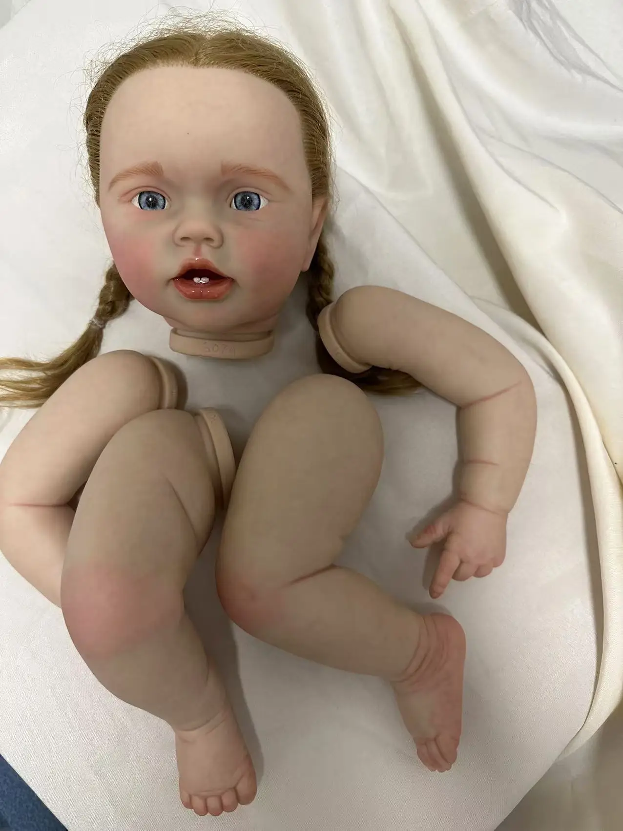 FBBD Customized Limited Supply 24inch Reborn Baby Lottie With Hand-Rooted Hair DIY Part Painted Kit With Cloth Body