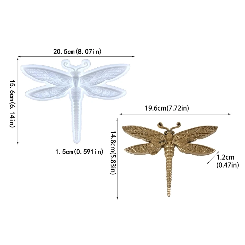 Soft Silicone Resin Mold for Semi 3D Emboss Dragonflies Wall Hanging Decorations R3MC