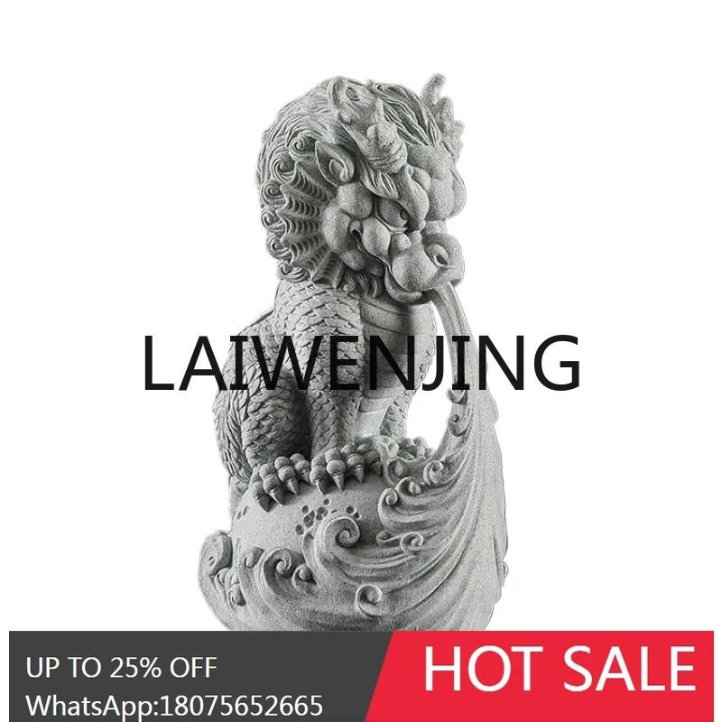 

RWJ Green Sandstone KIRIN Furnishings Ornaments Fortune Auspicious Beast Water Absorption of the Beast