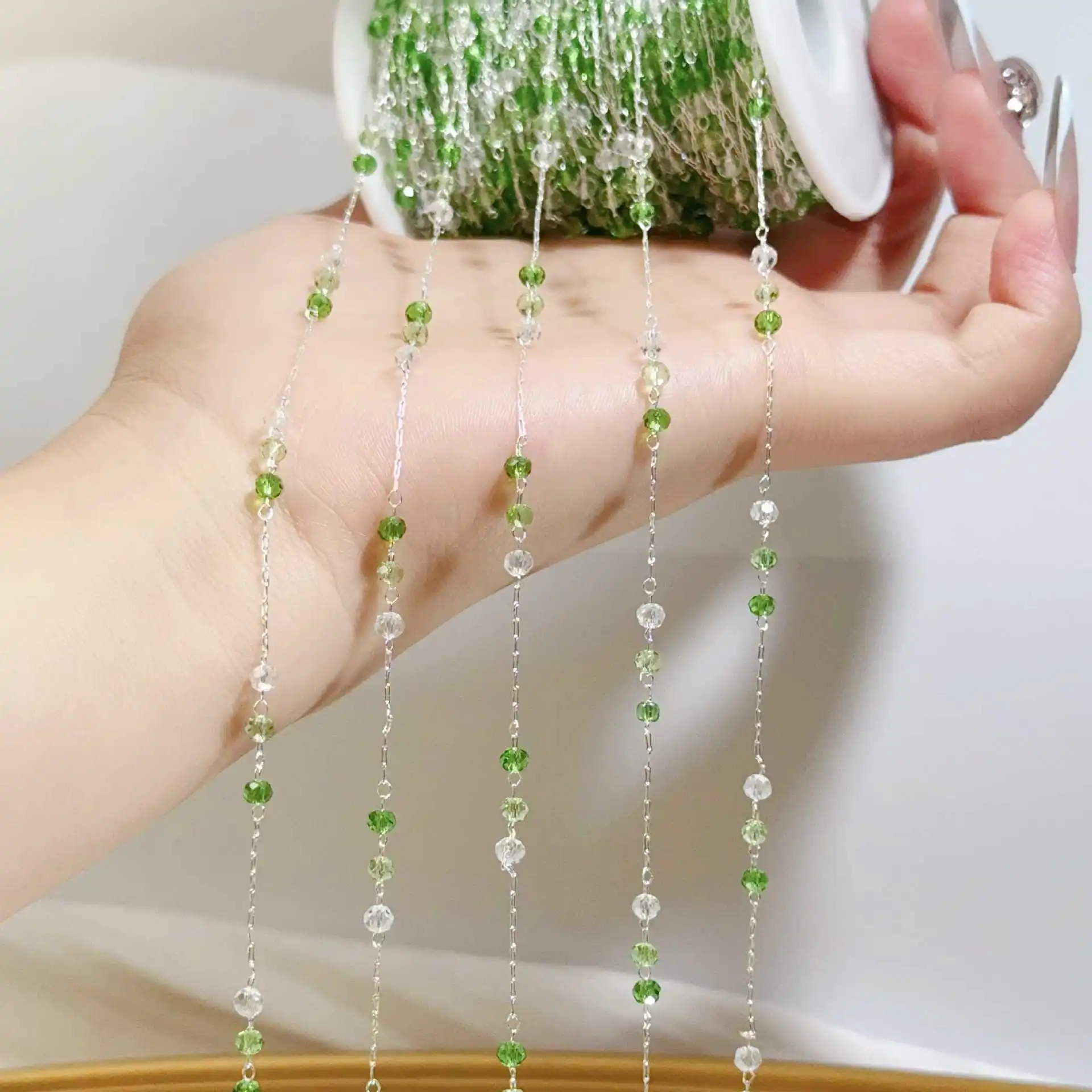 0.5/1/2Meter Colorful Crystal Bead Tassel Chain Copper Chain For DIY Bracelet Necklace Charm Jewelry Making Supplies Accessories view 3