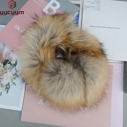 New Women 100% Natural Fox Fur Earmuffs Plush Winter Warm Big Pompoms Fox Fur Ear Muffs Girls Luxury Real Fox Fur Earmuff