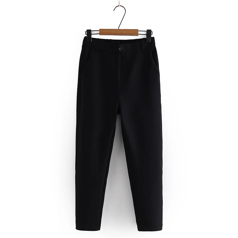 

Women's Casual Harlan Pants Thickened Fleece Elastic Waist Black Large Size Smoke Tube Pants Winter New Style plus Size