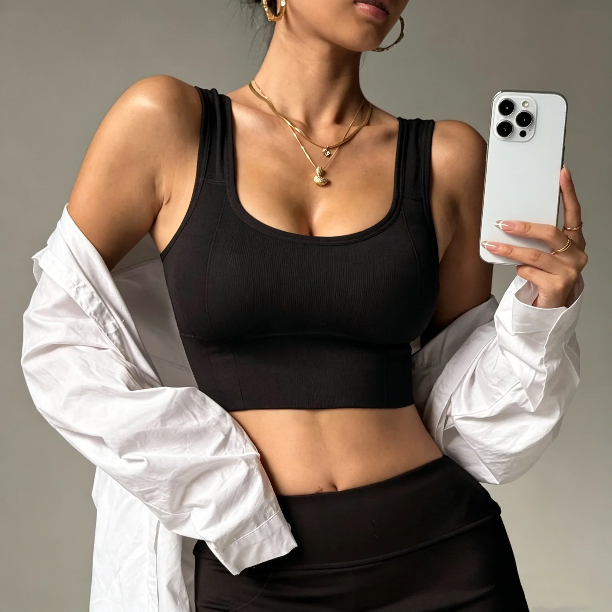 Ribbed Solid Color Tank Tops Knitted Cotton Crop Tops Sleeveless Camis Streetwear Push Up Bra Sports Vest Summer Tops