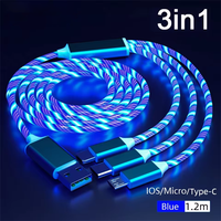 Glowing LED Light 3 in 1 3A Super Fast Charging Micro USB Type C Cable For iPhone Samsung Xiaomi Redmi Huawei Phone Accessories
