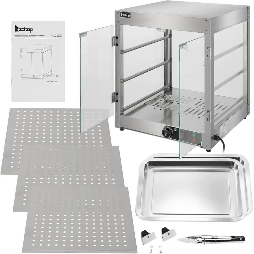 3 Tier Commercial Countertop Pizza Warmer,Glass Food Warmer Case,Electric Buffet Server and Food Warmer view 3