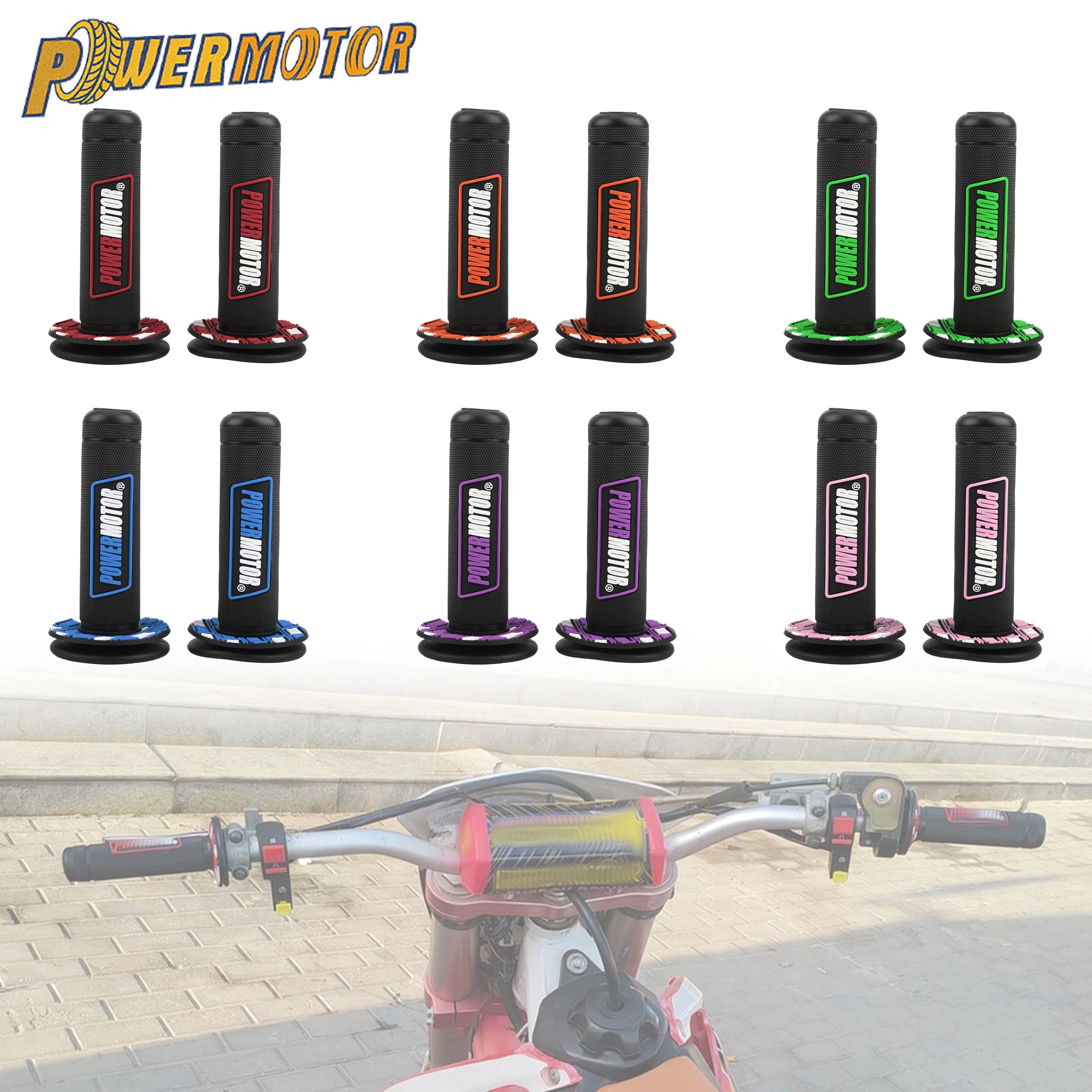 

POWERMOTOR Motorcycle 7/8" 22 24mm Handle Quick Draw Grips For Honda Yamaha KTM Racing Motocross Gel Rub Handlebars Grip