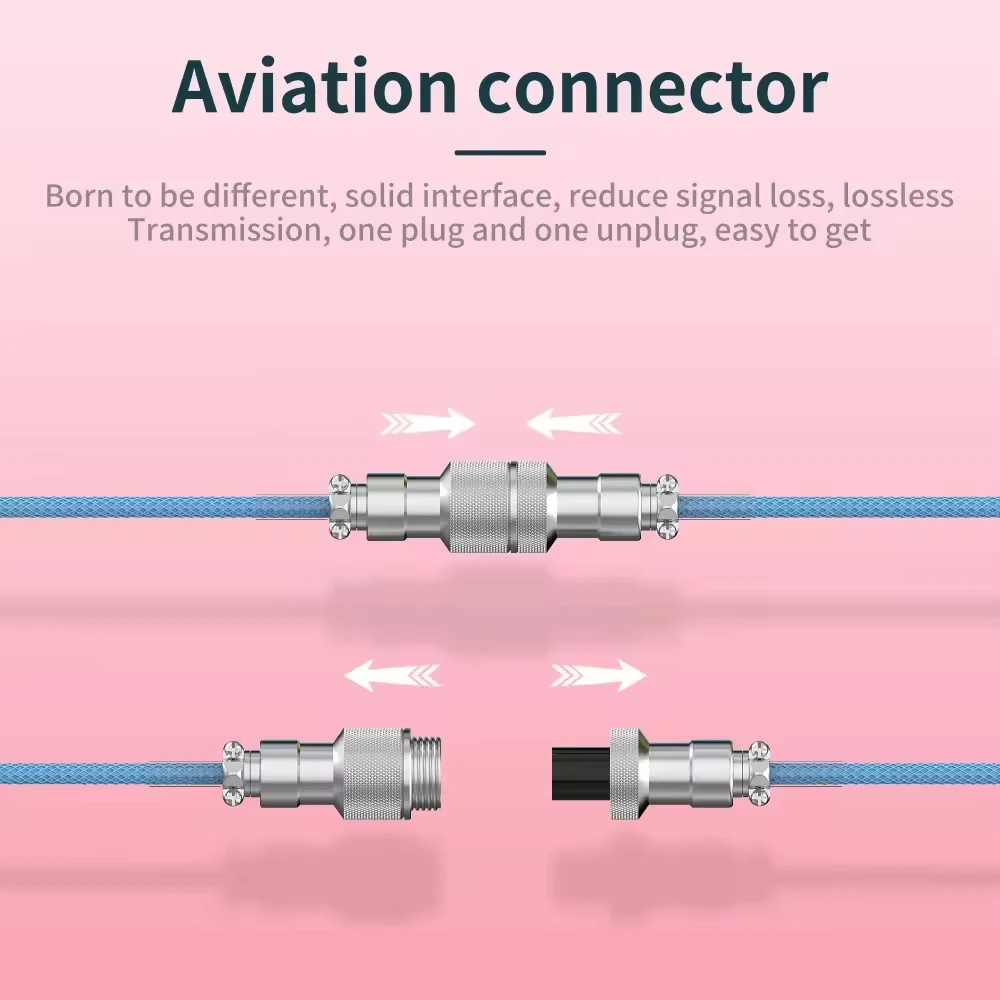 NNBILI Coiled Mechanical Keyboard Aviator Cable USB A to Type C Connector Keyboard Aviation Cable For Gaming Keyboard Accessory