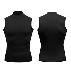Training Exercise Sleeveless T-shirts Men Turtleneck Elastic Quick Dry Compression Shirt Gym Tank Tops Fitness Running Vests