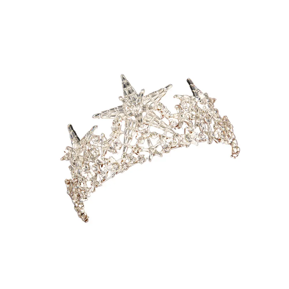 

Star Bridal Tiara Silver Crystal Wedding Crown Elegant Hair Jewelry Party Headpiece for Brides Bridal Crown Wedding Tiara