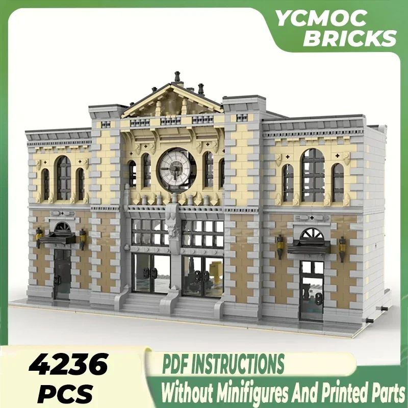 Street View Model Moc Building Bricks Modular The Central Train Station Technology Blocks Gifts Christmas Toys DIY Sets Assembly