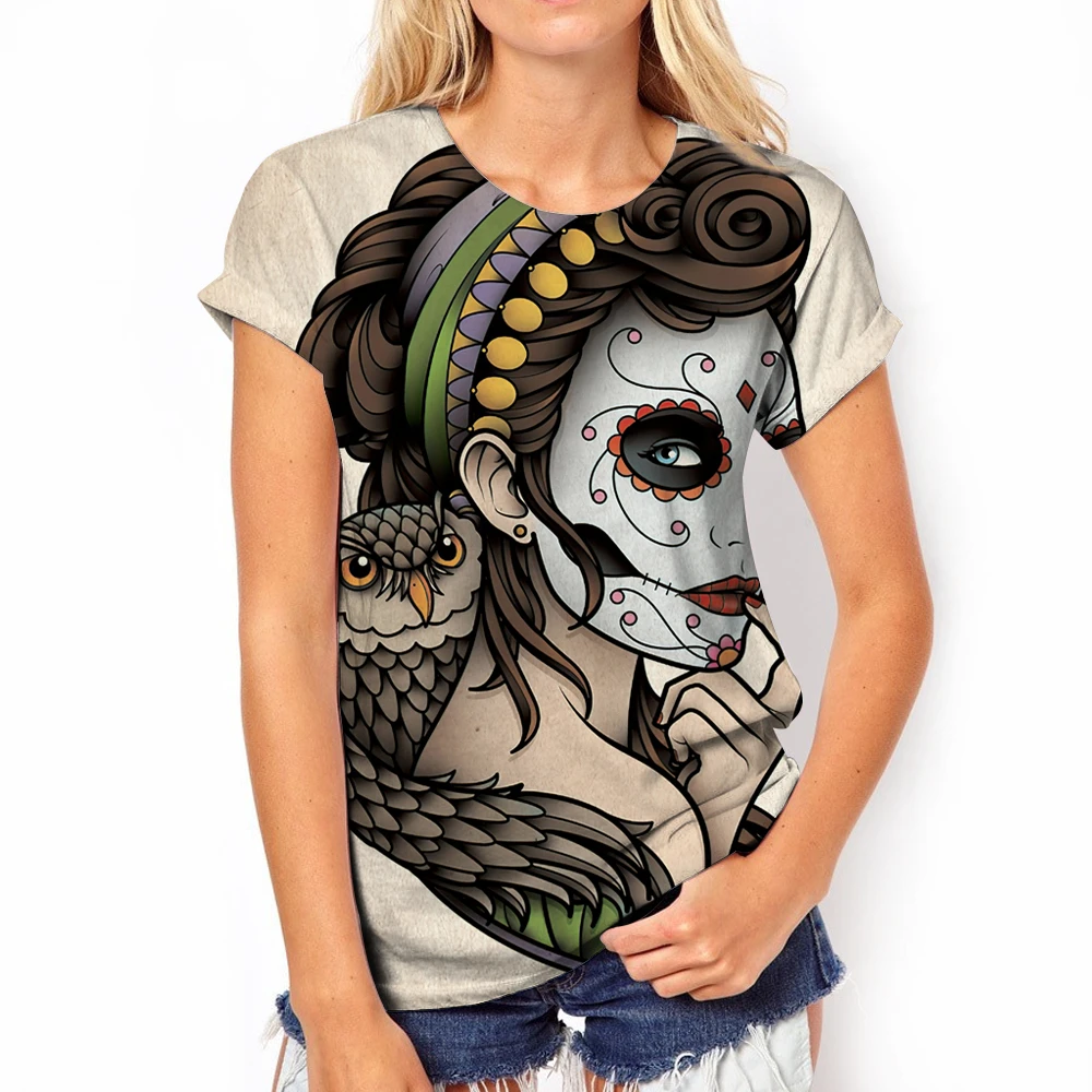 2023 New women\'s shirt Skull Day shirt Dead shirt Crew neck dress Cotton short sleeve casual hip hop t-shirt