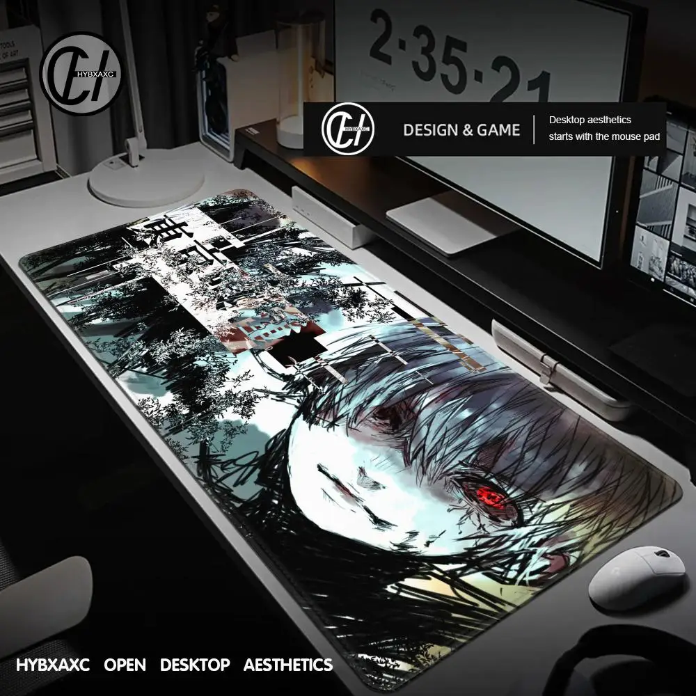 Mouse Pad Office PC Gaming Accessories Keyboard Rug Laptop Kaneki Ken Black And White Mousepad Japan Anime Tokyo Ghoul Desk Mat