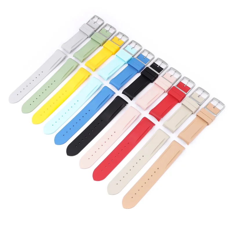Correa de goma de extremo curvo para reloj Omega Moonswatch, 20mm, correa de reloj deportivo impermeable para relojes de marca