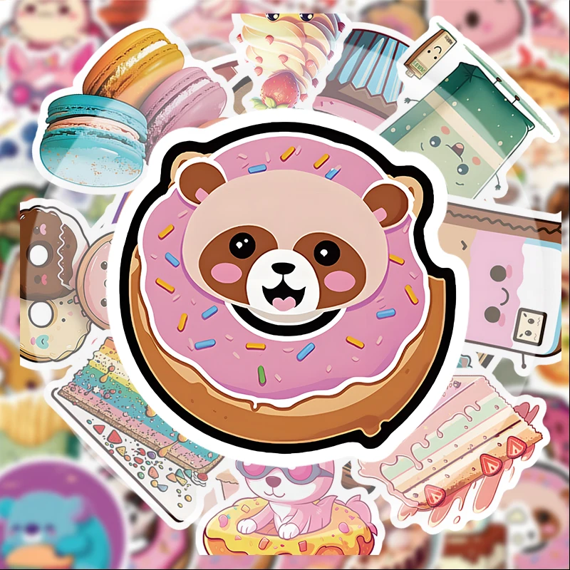50 Donut-Graffiti-Aufkleber mit Tiermotiven, geeignet für Wasserflaschen, Laptops, Handydekorationen, Koffer, Skateboards, Gitarren, Geschenkboxen, Partydekorationen, Weihnachtsgeschenke