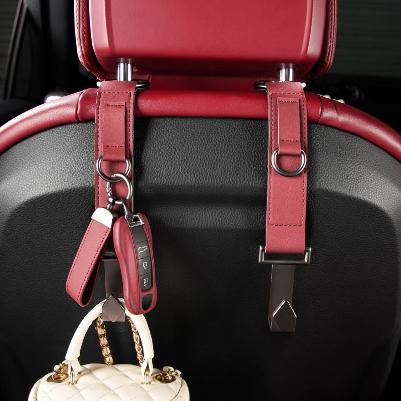 

Luxury Car Seat Hooks PU Headrest Hanger Bag Purse Back Seats Holder Interior Organizer For Porsche Cayenne Macan Accessories