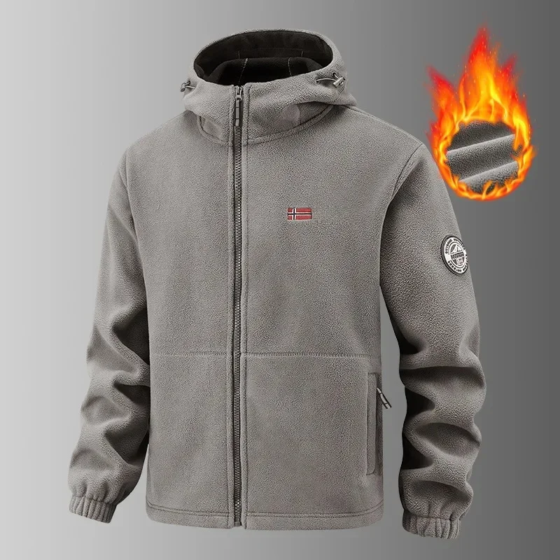

2025Cold Resistant Warm Jacket, Warm Pants Set, Autumn and Winter Norway European Size Men's Fleece Hooded Jacket