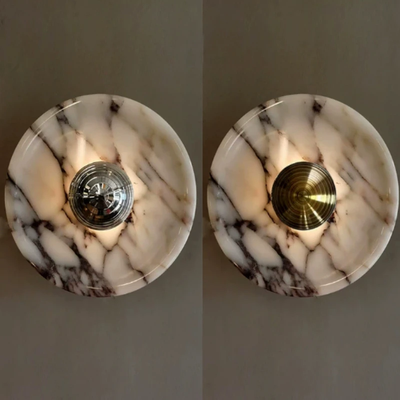 Three-dimensional Bowl Shaped LED Wall Lamp Natural Marble Silver Aluminium Sconce For Indoor Bedroom Parlor Restaurant Aisle