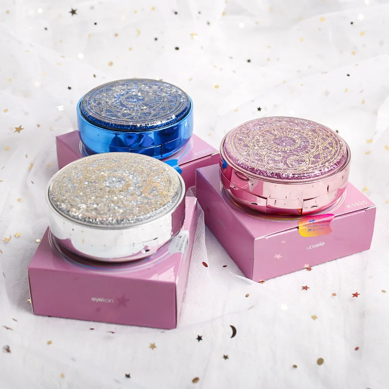حاوية عدسات محارة على شكل نجمة رملية متدفقة مع مرآة عدسات لاصقة محمولة للنساء صندوق تخزين العدسات اللاصقة مجموعة السفر