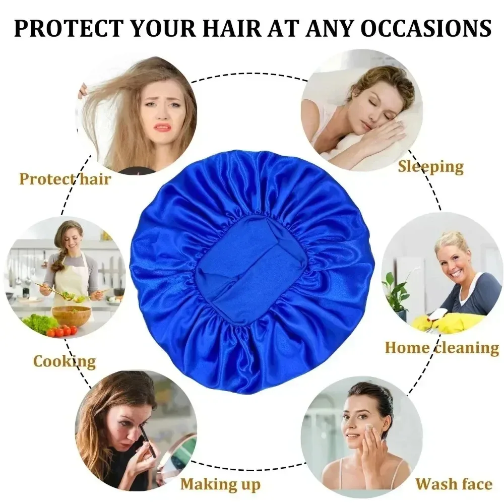 قبعات الشعر النسائية الساتان المنزل تجعيد الشعر مريح النوم العناية بالشعر قبعات طبقة مزدوجة تنفس قبعات الدش قبعات الغبار المطبخ