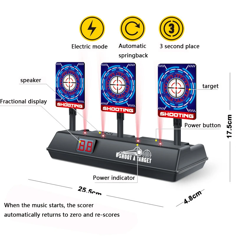 Auto-Reset Electric Target For Nerf Guns Bullets Toys For Beads Blaster Gun Gift Parts High Precision Scoring Practice Target