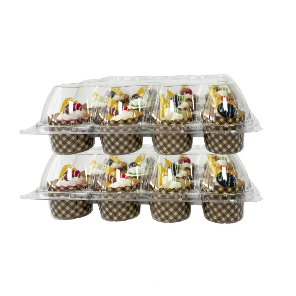 Cake Box with Secure Snap-on Closure Bpa Free Cupcake Storage 12pcs Stackable Cupcake Carrier Containers Disposable for Weddings