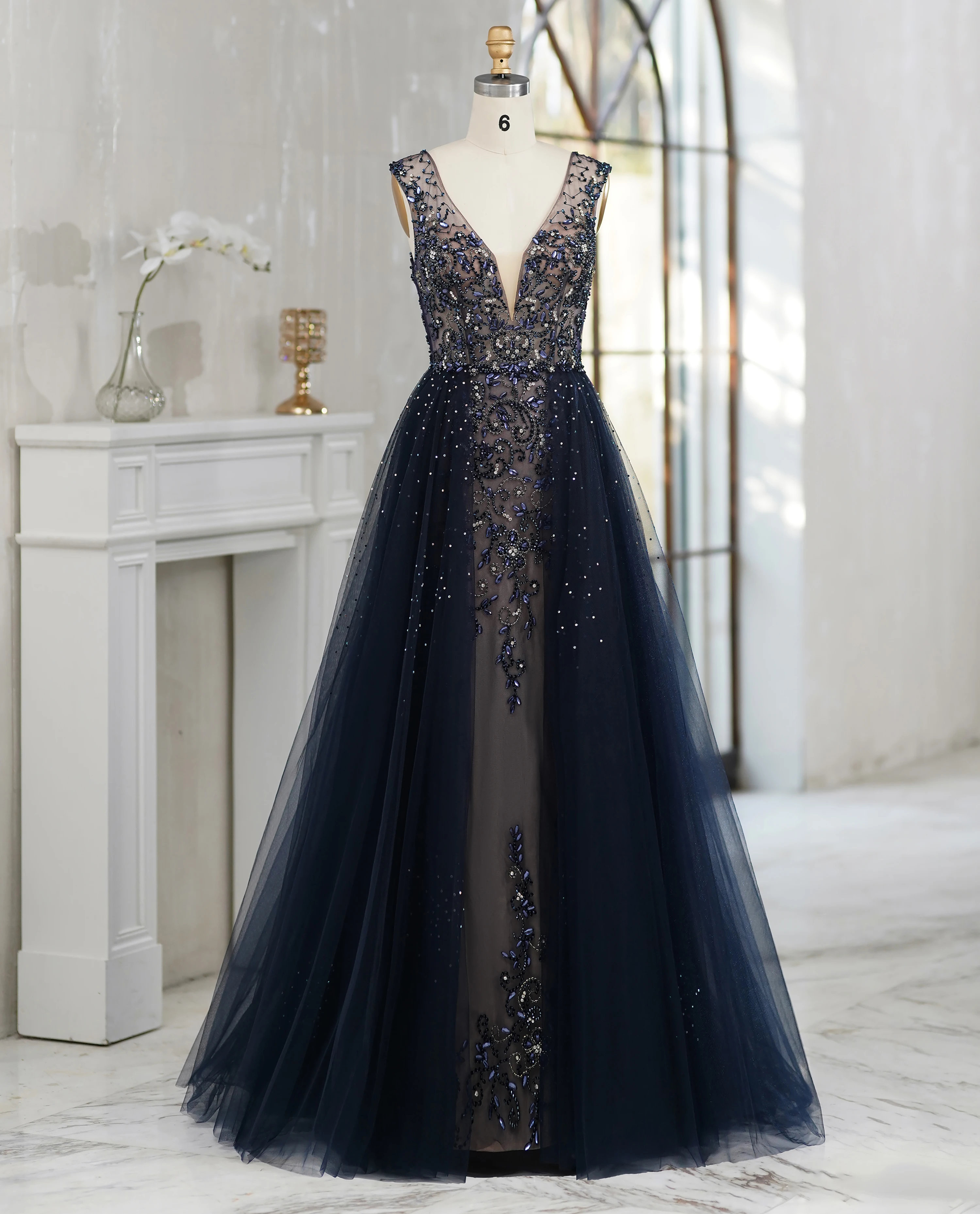 

Linyang Gorgeous Prom Dress Floor Length With Shawl Sleeves Beaded Evening Summer Elegant Party Dress For Women2023