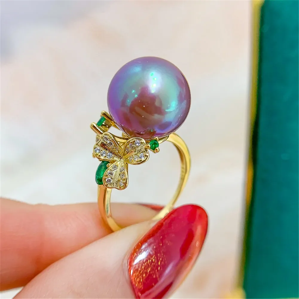 Solid S925 Sterling Silver Pearl Ring Setting For Women DIY Handmade Adjustable Ring Material Fine Jewelry Accessories SJ012