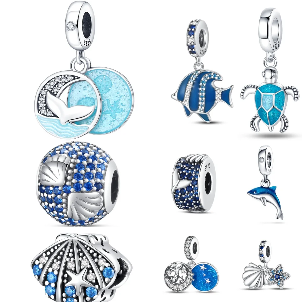 

CYMYSS 2024 New 925 Sterling Silver Marine Biology Series Dolphin Shell DIY Suitable For Bracelet S925 Lucky Girl Jewelry Gift
