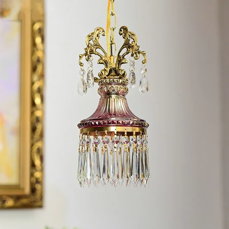 Nordic retro luz pingente high end lustre de teto cristal pendurado lâmpada cabeceira quarto sala estar corredor decoração casa