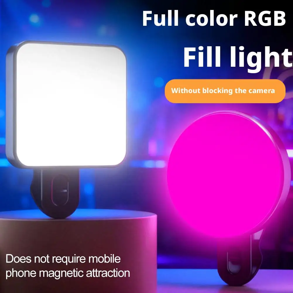 جيب RGB ملء الضوء المحمولة LED ضوء فيديو صغير ملء الضوء للكاميرا الهاتف الذكي لأجهزة الكمبيوتر المحمول GoPro Selfie مصباح RGB قابل للتعديل