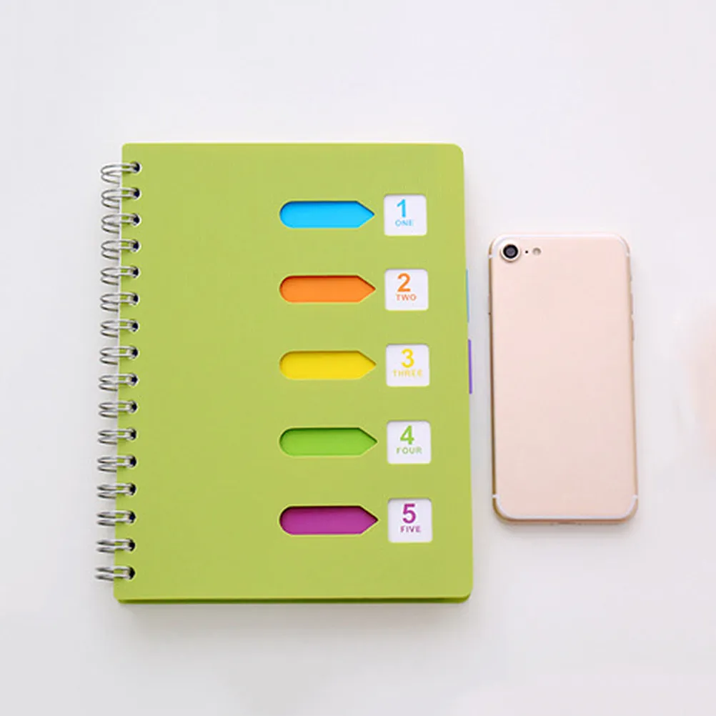 Side-Spiral Notebook A5 Green Thick Cover Category Notepad for Diary Journal Travel Planning Students Note Taking Scrapbooking