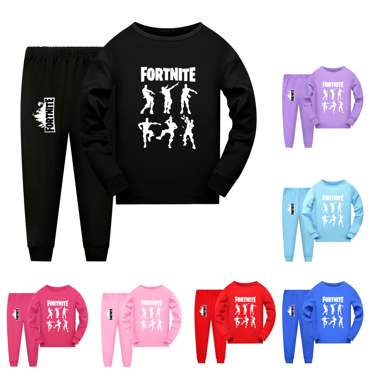 Nuevos conjuntos de pijamas de otoño Fortnite para niños, camisetas de manga larga para niñas, pantalones, conjunto de 2 piezas, ropa de dormir diaria para adolescentes, 1006