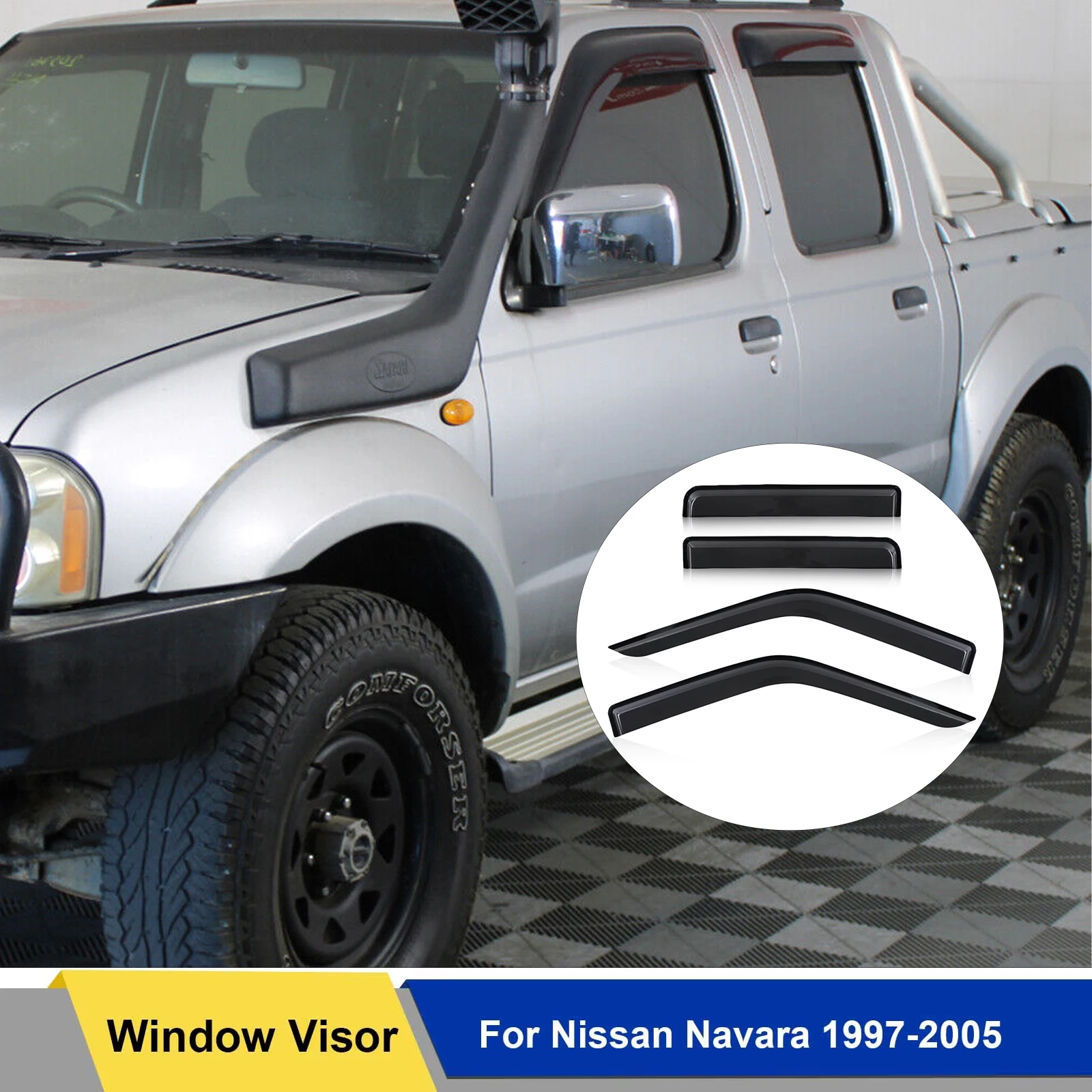 

Side Window Deflectors Door Visor For Nissan Navara D22 1997-2005 Weather Shields Sun Rain Guards Double Cabin Car Accessories