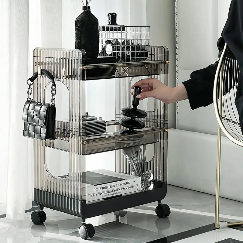 

Multifunctional Kitchen Trolleys Bathroom Floor Storage Rack Mobile Trolley with Wheels Kitchen Islands Snack Storage Rack Cart