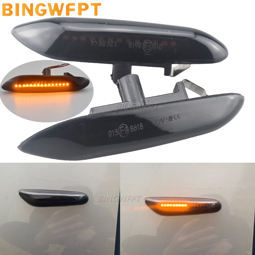 2x ديناميكية LED الحاجز ضوء الجانب ماركر لسيارات BMW 1 3 5 سلسلة E46 E60 E61 E81 E82 E87 E88 E90 E91 E92 E93 X1 E84 X3 E83 X5 E53