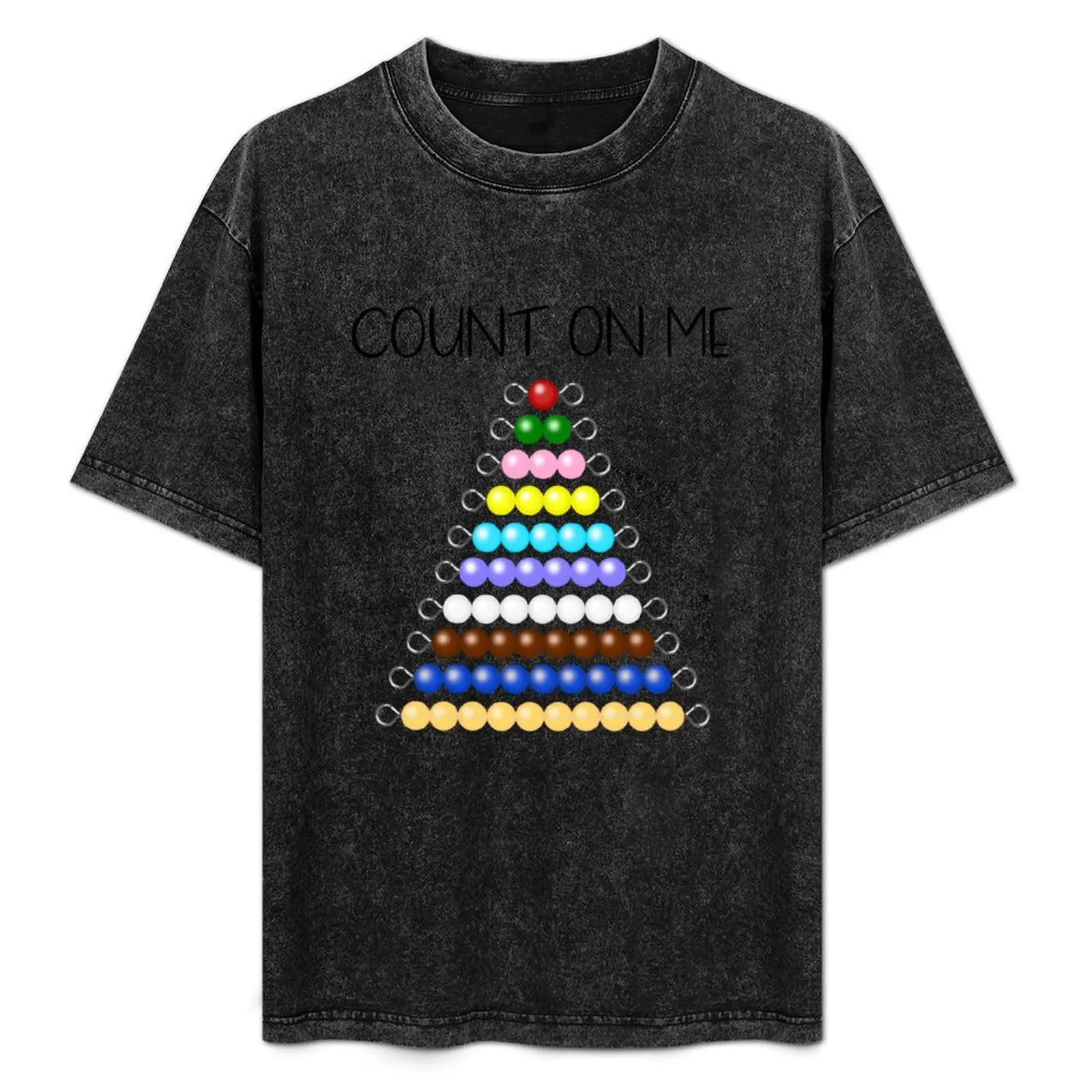 

Count On Me - Montessori Beads T-Shirt Simple Solid Color Crew Neck Tee