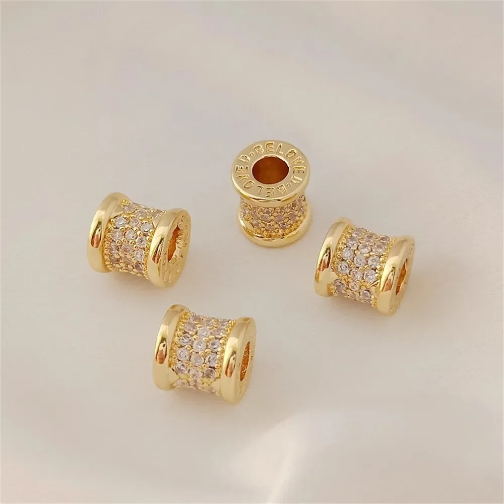 

14k Gold-plated Zircon Bucket Bead Necklace, Bracelet, Pendant, Lucky Bead Pendant, Diy Accessory